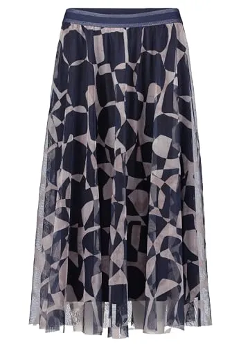 Betty & Co Damen Midirock mit Print 36, Dunkelblau/Natur von Betty & Co