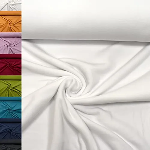 MAGAM-Stoffe Lisa Micro-Fleece Stoff uni Antipilling Meterware 50cm (01. Weiß)