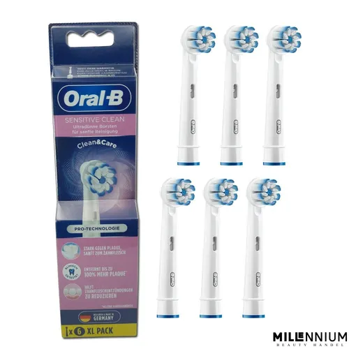 Oral-B Sensitive Clean Aufsteckbürste 6 Stück - Ersatzbürsten für sanfte Reinigung, ideal für empfindliches Zahnfleisch mit weichen Borsten für optimale Mundpflege.
