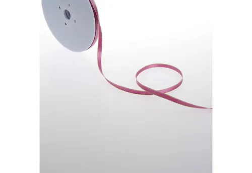 Deko AS Dekoband Double-Face Satin mit Goldkante - altrosa - 6mm - 50m - 32106 140
