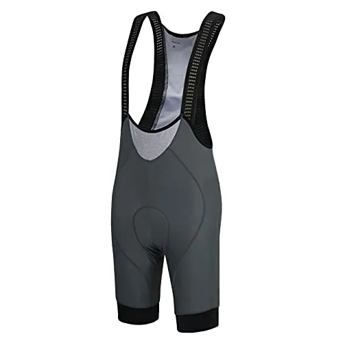 Airtracks Herren Fahrradhose Kurz Trägerhose Radhose mit Trägern Pro Team Line BIB Kurze Radlerhose 3D Coolmax Gepolstert Atmungsaktiv Reflektoren S M L XL XXL 3XL 4XL - grau - XXXL