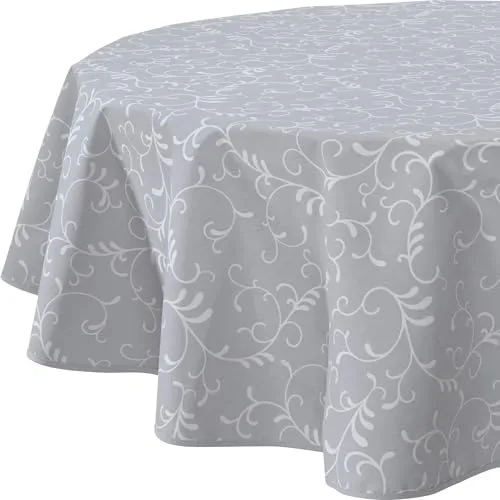 Erwin Müller Tischdecke Essen abwaschbar hellgrau Größe oval: 140x190 cm