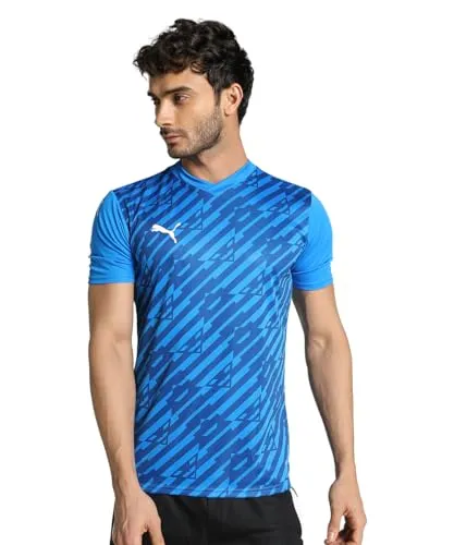 PUMA Herren Teamultimate Jersey T-Shirt, Electric Blue Lemonade, XXL - Sportshirt mit schmaler Passform und stylishem V-Ausschnitt, ideal für aktive Freizeitgestaltung und Training.