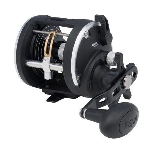 PENN Rival Level Wind Rollen, Schwarz/Silber - Hochwertige Angelrolle mit leichtem Graphitrahmen und Auto-Engaging Getriebe für reibungsloses Angeln. Ideal für anspruchsvolle Angler, die Leistung und Zuverlässigkeit suchen.