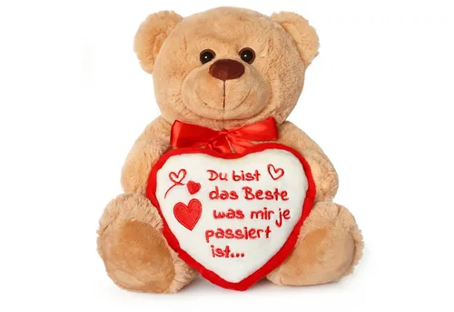 matches21 HOME & HOBBY Plüschfigur Teddybär mit Herz DU BIST DAS BESTE Plüsch-Teddy braun 25 cm (1-St), Süßes Kuscheltier als Valentinstag Liebe Geschenk