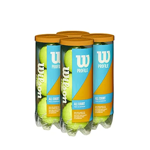 Wilson Profile All Court 3 Ball Can (4 Pack) 4 Stück, Gelb, 4 Pack (12
