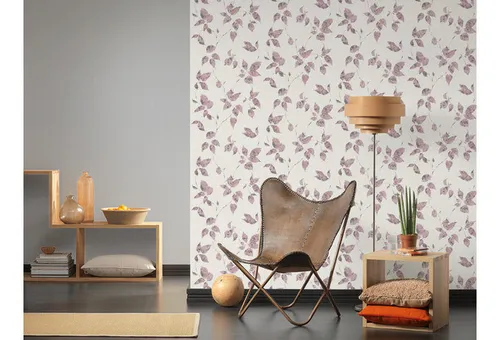 €1,12qm  1 Ro.AS Creation 36687-5 Vlies Blätter Ranken weiß rosa-flieder silber