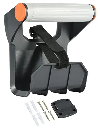 Electraline 94021 Kabeltrommel, Verlängerungstrommel mit ergonomischem Griff und Set zur Wandmontage, kann bis zu 25 m Kabel aufwickeln, Schwartz