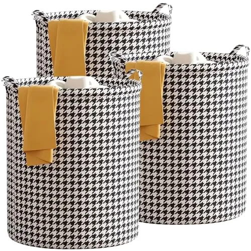 König Design Faltbarer Wäschekorb Rund, Wäschesammler mit Henkel, Wäschebox aus Oxford-Stoff, Wasserdicht Wäschesack Laundry Basket, Tragbar Wäschesortierer Aufbewahrungsbehälter (40 × 30 cm, 1)