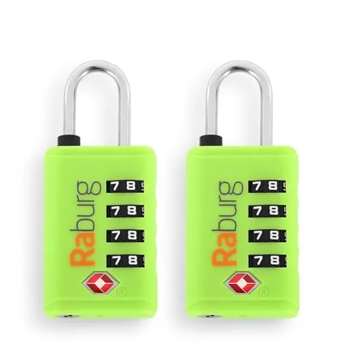 2er Set TSA-Zahlenschloss mit 4-stelliger Kombination, Grün