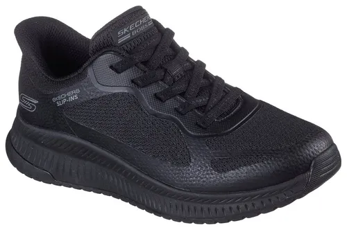 SKECHERS BOBS SQUAD 4 Slip-On Sneaker für Damen - Sportliche Slip-On Sneaker aus atmungsaktivem Mesh mit Memory Foam für optimalen Komfort. Ideal für Freizeit und Alltag, in elegantem Schwarz und Größe 35.