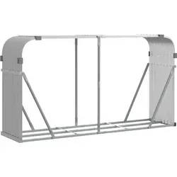 vidaXL Kaminholzunterstand Hellgrau 180x45x100 cm aus verzinktem Stahl - Aschesauger: Robuster Kaminholzunterstand aus verzinktem Stahl, wetterfest und mit guter Belüftung für trockenes Brennholz. Ideal für Kamin- und Holzofenbesitzer.