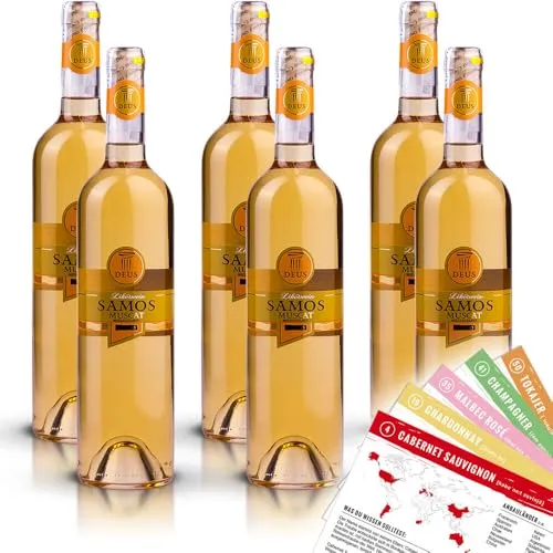 Cavino Deus Samos, süß, sortenreines Weinpaket + VINOX Winecards (6x0,75l)