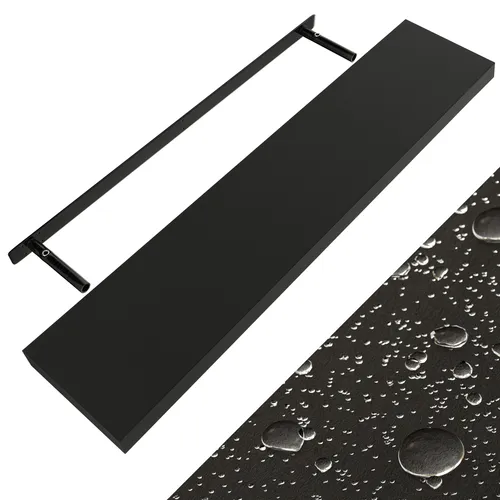 Casaria Wandboard Schwarz - Hängeregal 110cm - Wandkonsolen mit 15kg Tragkraft, ideal für Küche und Wohnzimmer. Das elegante, matte Design sorgt für eine moderne Atmosphäre.