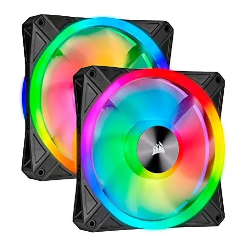 iCUE QL140 RGB 2er Pack - 140mm Gehäuselüfter in Schwarz mit Lighting Node CORE für beeindruckende RGB-Beleuchtung und optimale Kühlung