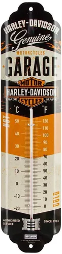 Nostalgic-Art - Garten Metall-Thermometer Innen Aussen - Harley-Davidson Garage