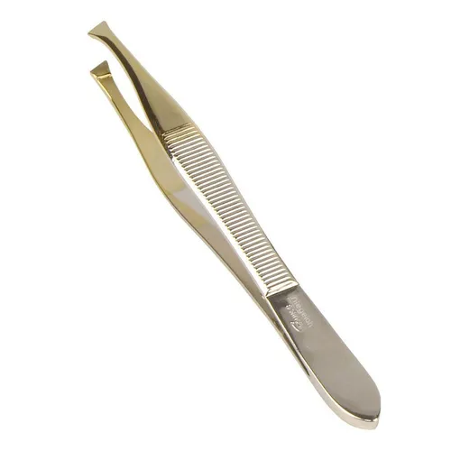 Niegeloh Solingen Pinzette, schräg, teilvergoldet – Präzision für Profis - Premium Pinzette, schräg und teilvergoldet, 9 cm – für präzises Fassen von Haaren und Partikeln. Robuste Qualität aus Solingen, ideal für professionelle Anwendungen. Ergonomisches Design für müheloses Arbeiten.
