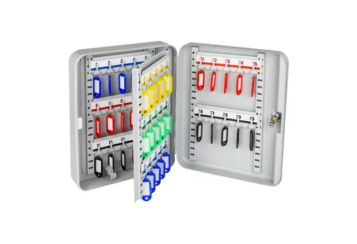 HMF Schlüsselkasten abschließbar - Sichere Schlüsselaufbewahrung - Schlüsselkästen für Büro und Arbeitszimmer, mit robustem Sicherheitszylinderschloss und Platz für 40 Schlüssel. Ideal für Ordnung und Sicherheit in Ihrem Raum.