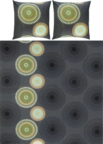 REDBEST Bettwäsche Biber Mandalas anthrazit-grün Größe 80x80 cm / 200x200 cm - mollig warm, temperaturausgleichend, mit Reißverschluss