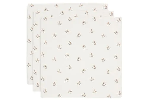 Jollein Musselin Tuch Baby - Nostalgic Ride - 3er Pack - 70x70cm - 100% Baumwolle - Spucktücher Baby - OEKO-TEX Zertifiziert