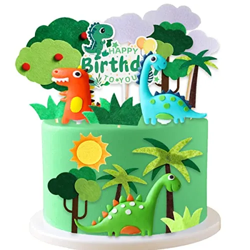 Stücke Happy Birthday Dschungel Geburtstagsparty Deko, Dino Kuchen Dekoration, Verpackung für Kinder Geburtstag Dinosaurier Party Deko, Tortendeko Kuchen Topper für Kinder Junge 17