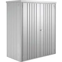 Biohort Geräteschrank 150 - Kompakter Metallschrank für den Garten - Gartenhäuser: Robuster, platzsparender Geräteschrank aus feuerverzinktem Stahlblech mit 20 Jahren Garantie und viel Stauraum für Werkzeuge und Gartengeräte.