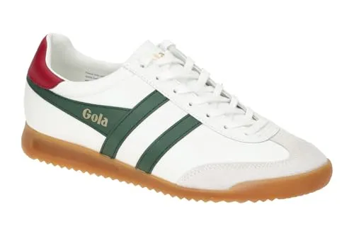 Gola Sneaker Torpedo Leder 2024 - Herren Sneaker in Weiß/Dunkelgrün/Weinrot - Sneaker im authentischen Gola-Terracestil, inspiriert von den 80ern. Zeitloses Design trifft auf modernen Komfort für jeden Anlass.