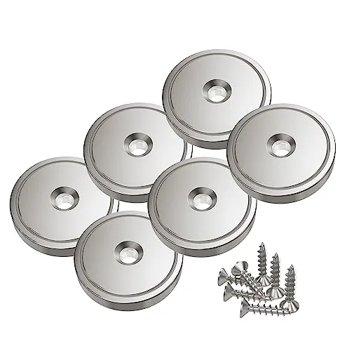 Magnetpro 6 Stück Scheiben Magnete mit Kapsel 40 KG Zugkraft 32 x 8 mm, Topfmagnet mit Loch
