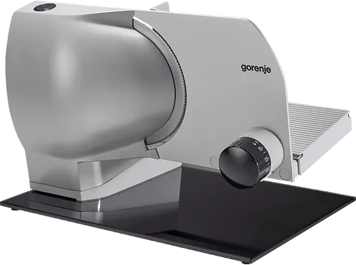 GORENJE R902A Allesschneider - Allesschneider mit 2in1 Solinger Klinge für präzises Schneiden, individuell einstellbare Scheibenstärke bis 15mm und sicherem Zwei-Finger-Einschalt-System - ideal für Fleisch, Brot, Obst und Gemüse.