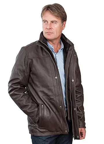 Männer von mittlerer Länge Klassische Warm Braun Lederjacke 3XL
