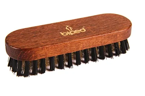 Exklusive Wildlederbürste Raulederbürste Holz braun lackiert mit Messing z2444