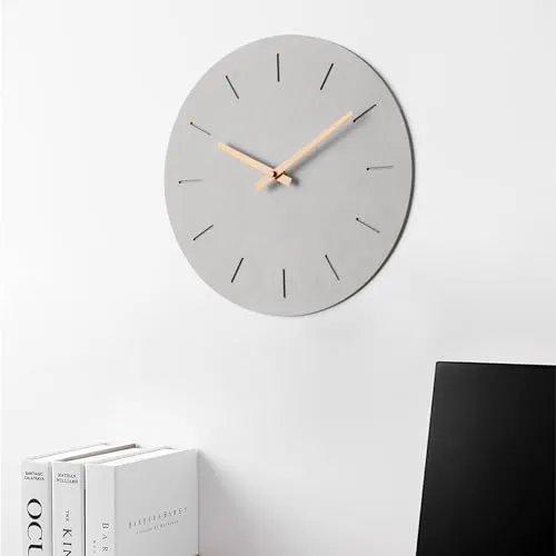 Navaris Analoge Wanduhr - Modernes Design aus recyceltem Papier - Wanduhren: Stilvolle Küchenuhr in Grau, lautloses Uhrwerk für ruhige Räume und ein zeitloses Design, das in jedem Raum zum Hingucker wird.