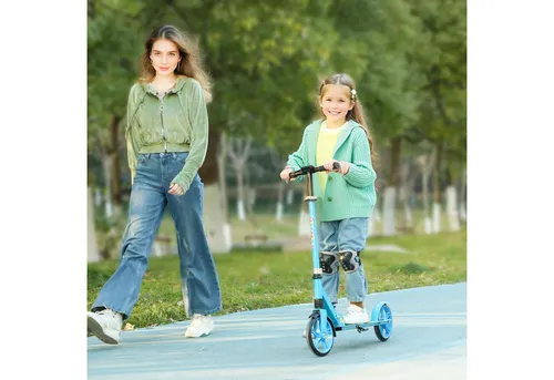 Aiyaplay Kinderscooter Blau - Outdoor Spielzeug: Der Aiyaplay Kickscooter bietet vier Höhenverstellungen, eine sichere Hinterradbremse und ist ideal für Abenteuer auf Gras, Kies und Beton – perfekt für kinderfreundlichen Spaß!