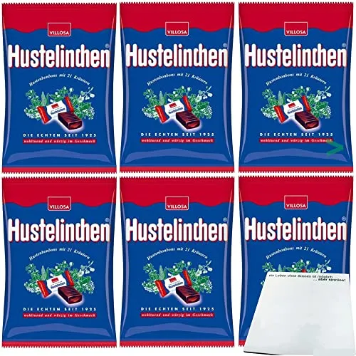 usy Bundle für Villosa Hustelinchen Bonbons Kräuterbonbons Hustenbonbons mit Lakritz 6er Pack (6x150g) + usy Block