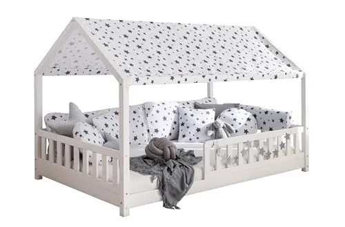 TiCAA Dachvorhang mit Motiv für Hausbett Kay 120 x 200 von TiCAA