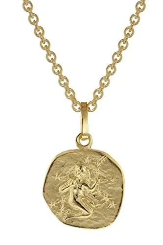 trendor Kette mit Anhänger Sternzeichen Jungfrau Gold 333 - Goldkette mit 12 mm Sternzeichen Jungfrau Anhänger, poliertes Design auf mattiertem Hintergrund, ideal für Kinder und Made in Germany.