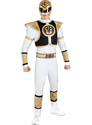 Funidelia Power Ranger Kostüm weiß für Herren, Offizielle Lizenz, Größe XL Film und Serien, Superhelden - Verkleidung für Erwachsene für Partys, Karneval und Halloween