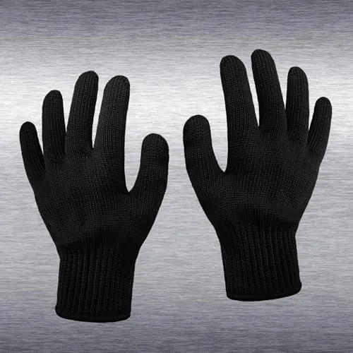 PRECORN Schnittschutzhandschuhe Küche, Arbeit & Garten – Hochleistungs-Schutz | CE-zertifiziert | Edelstahl-Draht-Mesh | Rutschfest & Unisex | 1 Paar in schwarz