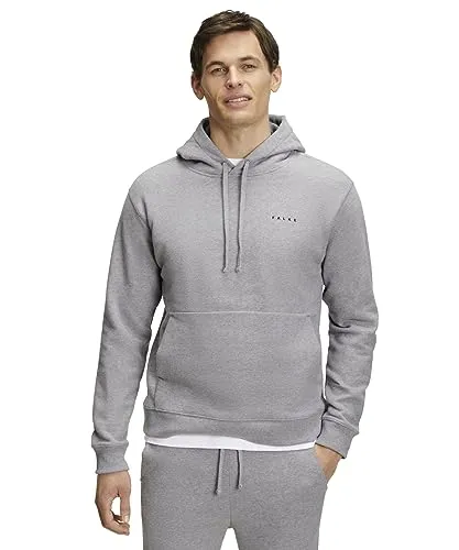 FALKE Herren Kapuzenpullover Basic Sweat Hoody M Pu Baumwolle weich bequem komfortabel mit Kapuze 1 Stück, Grau Grey-Heather 3757, XL
