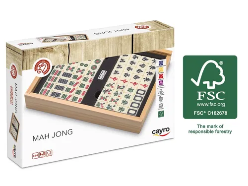 Cayro Mah Jong – Klassisches Brettspiel für die ganze Familie - Gesellschaftsspiel für 2 bis 8 Spieler, fördert soziale Interaktion und strategisches Denken. Ideal für Kinder ab 8 Jahren und Erwachsene, mit praktischer Holzbox zur Aufbewahrung.