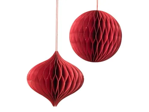 Broste Copenhagen 70090509 Christmas Mix Papierhänger Pompeian red Set2