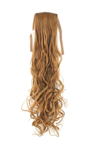 Haarteil Zopf mit Band und Klammer Blond Kupferblond wellig 63 cm YZF-1094HT-27