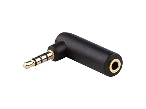 adaptare 10122 Winkel-Adapter 3,5mm Klinkenstecker (4-polig) auf Klinkenkupplung (4-polig), vergoldet, schwarz