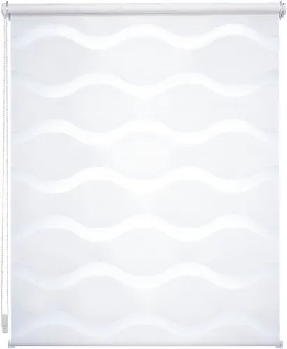 Liedeco Doppelrollo Wave - Lichtschutz ohne Bohren - Doppelrollo für Fenster, freihängend und einfach zu montieren mit Klemmfix. Optimaler Sichtschutz und Tageslichteinfall in elegantem Weiß.