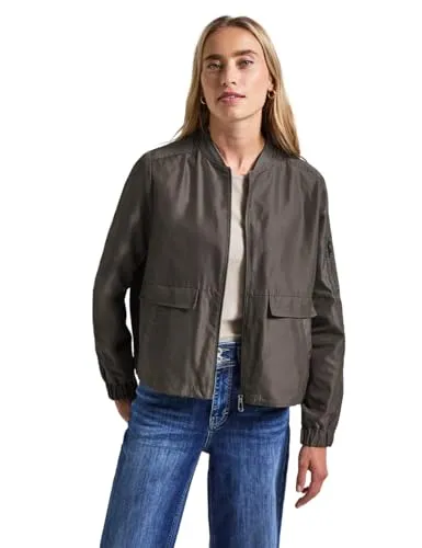 Blouson STREET ONE Damen Gr. 42 - Nomad Braun - Funktionsjacken mit seidigem Glanz und sportivem Charme, ideal für lässige Looks. Elastische Bundabschlüsse sorgen für optimalen Tragekomfort.