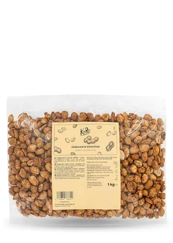 KoRo - Gebrannte Erdnüsse Salted Caramel 1 kg - Salzige Nuss meets süßes Karamell -Knackige ganze Nüsse - Praktische Vorteilspackung
