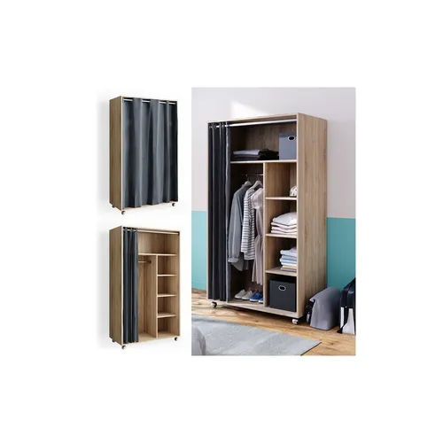 Vicco mobiler Kleiderschrank Doros 100 x 168 cm - Kleiderschränke mit kratzfester Oberfläche und praktischen Rollen für flexibles Umstellen in Ihrem Wohnraum.