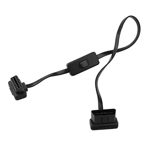 Futheda OBD-II/EOBD-Diagnosekabel, 16-polig, Stecker auf Buchse, rechtwinklig, OBD2-Adapter-Verlängerungskabel mit Netzschalter, kompatibel mit Auto-Motor
