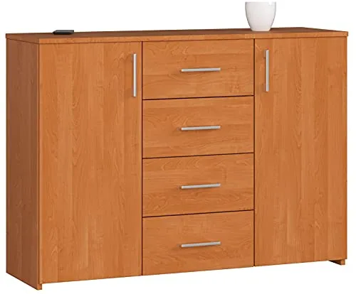 AKORD Kommode K45 mit 4 Schubladen - Moderne Kommode für Wohnzimmer und Büro mit 4 geräumigen Schubladen und 2 Ablagefächern. Robuste, kratzfeste Oberfläche für einfache Pflege und langlebige Nutzung.