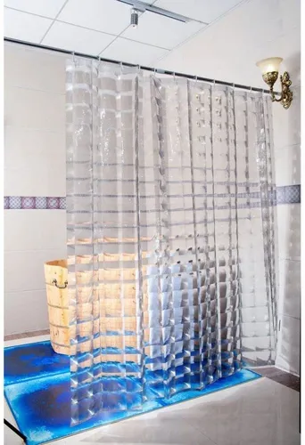 Euroshowers GmbH Duschvorhang 3D Optik - Breite 180 cm - Duschvorhang in 3D Optik, 100% Ethylenvinylacetat, transparent und individuell zuschneidbar, ideal für ein modernes Bad. Waschbar bei 30 Grad!